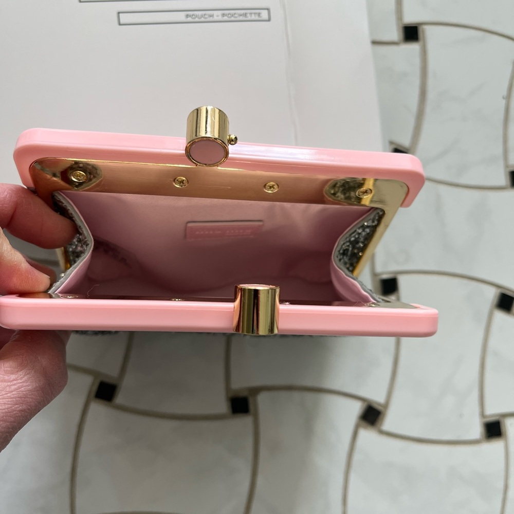 Miu Miu Beauty GWP mini Silver Glitter Clutch with Pink Frame - Picture 2 of 4